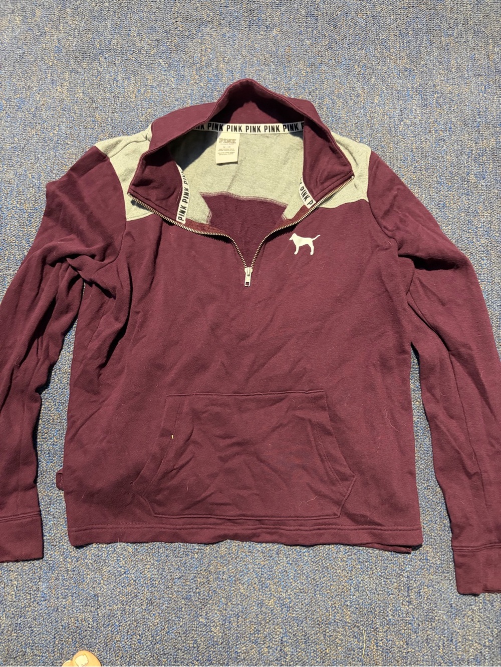 PINK Victoria's Secret Maroon Quarter-Zip Pullover Sweater